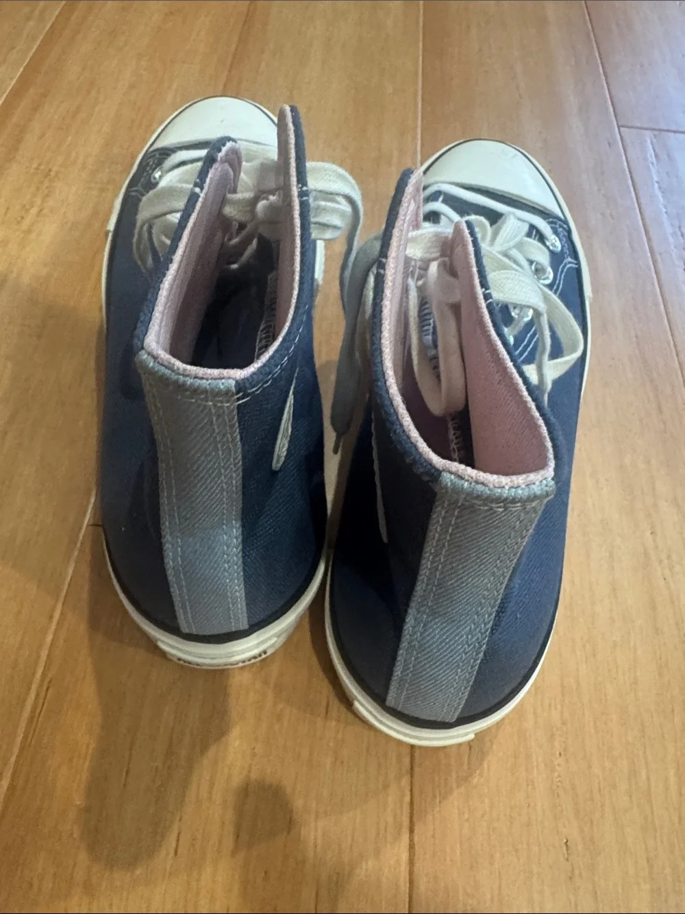Converse High-Top Sneakers in Navy with Pink Patch
